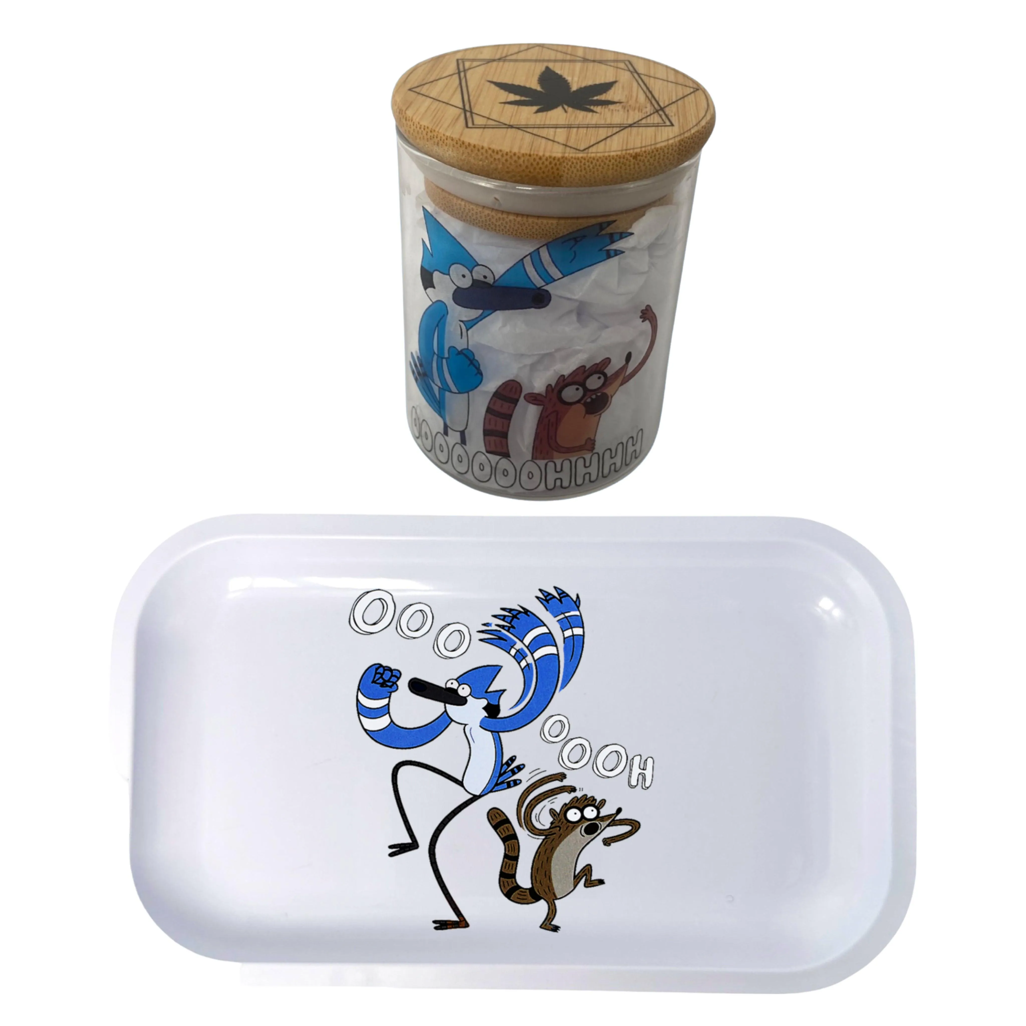 Regular Show Cartoon Spice Grinder, Stash Jar, Rolling Tray Set