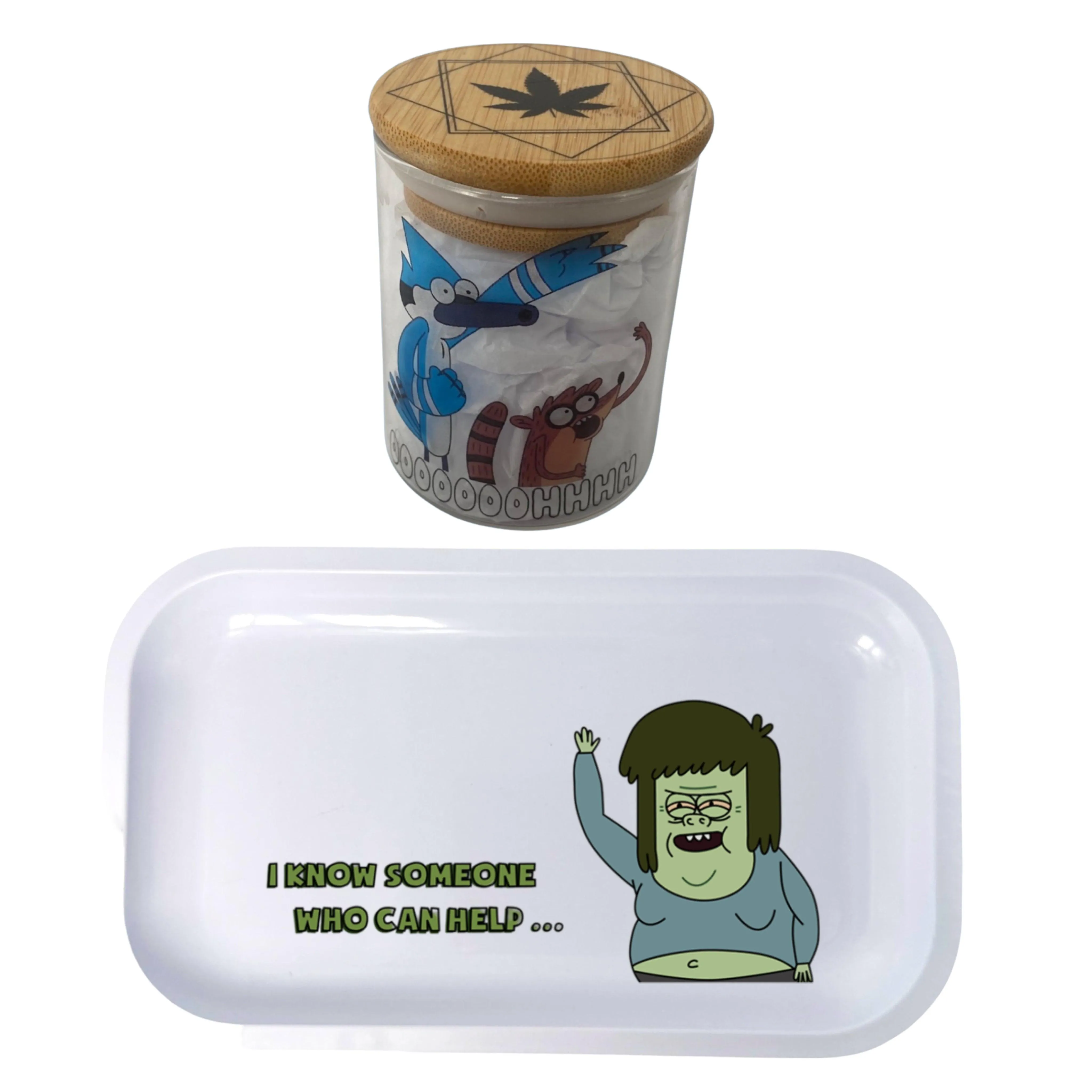 Regular Show Cartoon Spice Grinder, Stash Jar, Rolling Tray Set