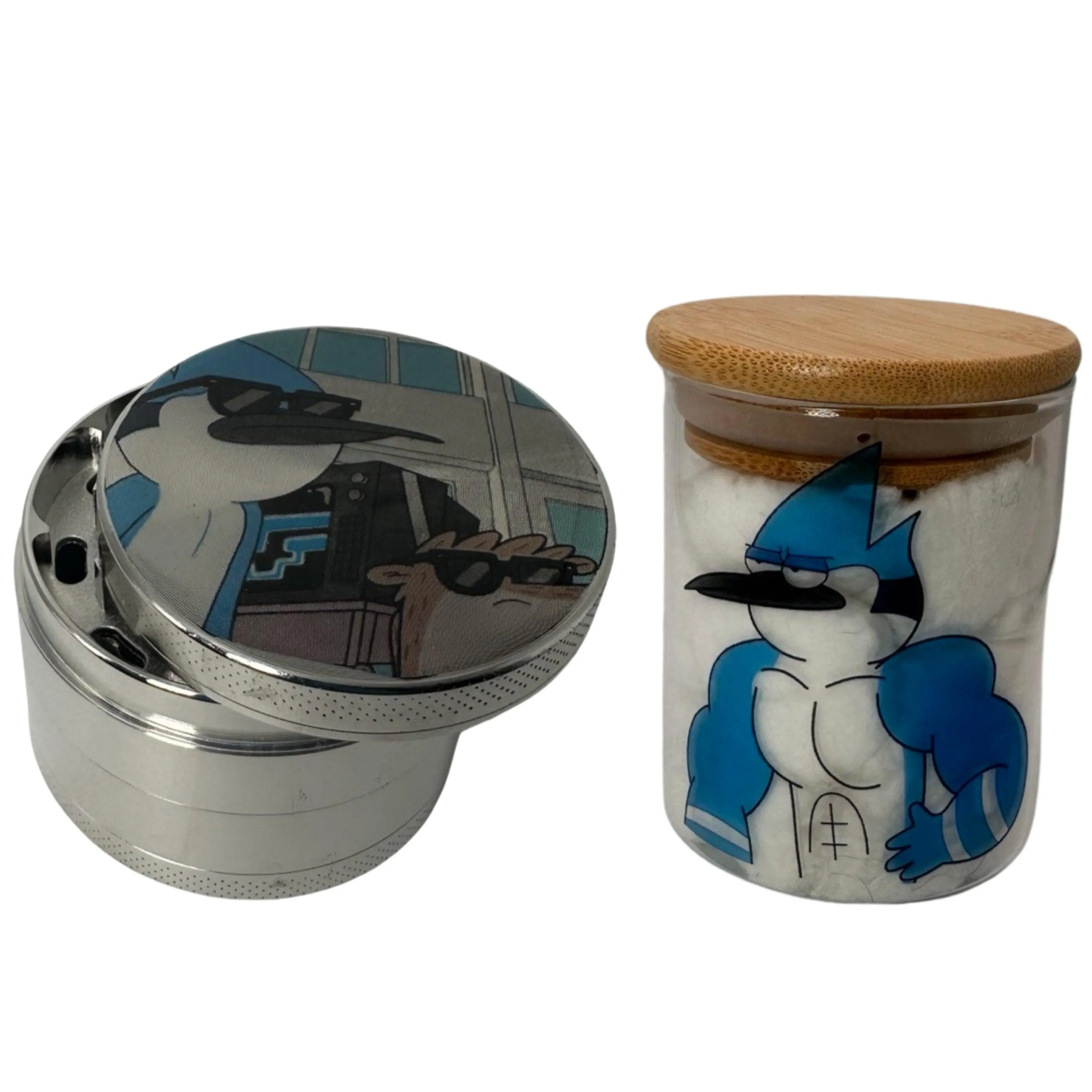 Regular Show Cartoon Spice Grinder, Stash Jar, Rolling Tray Set