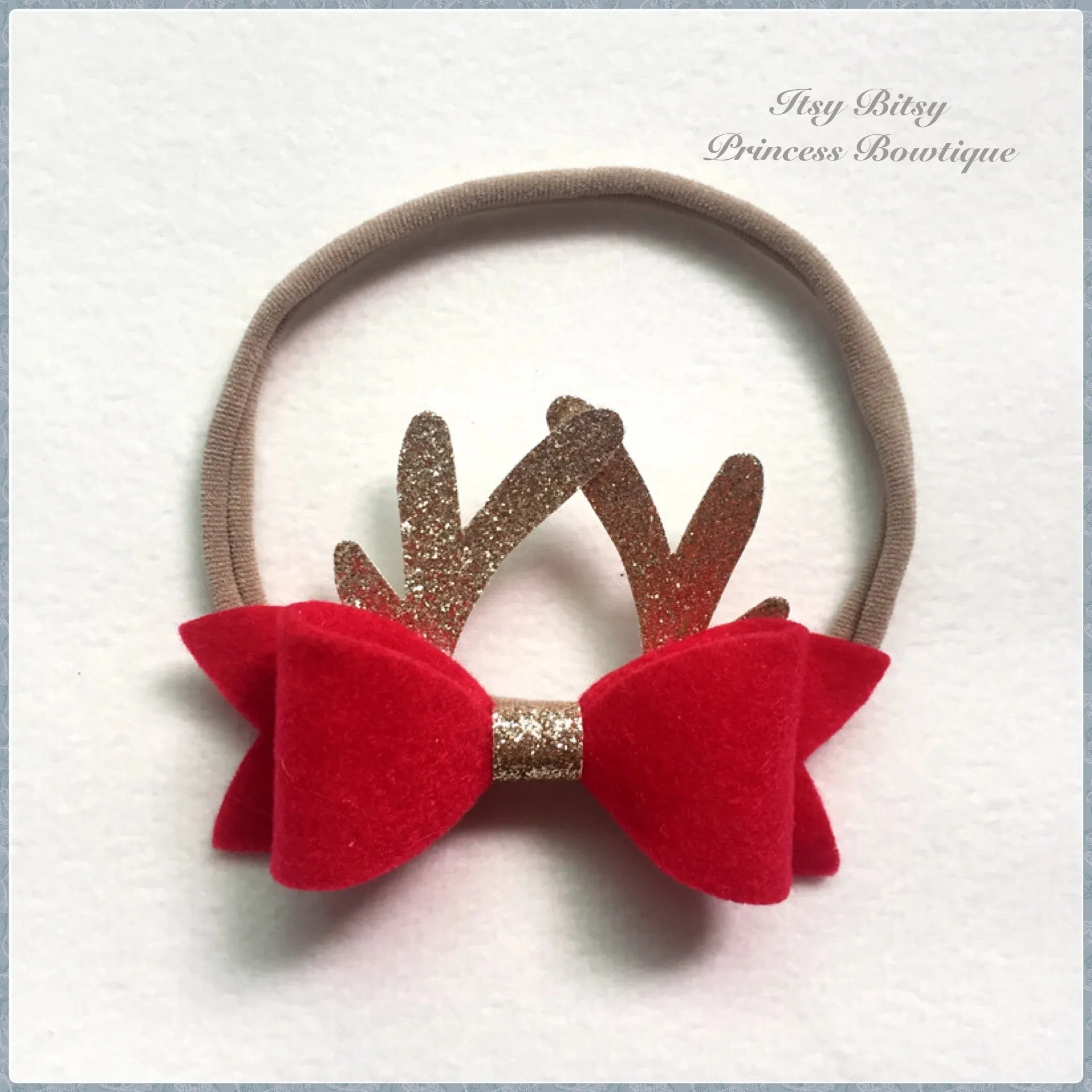 Reindeer antler bows on clips or headbands