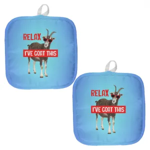 Relax I've Got Goat This Funny All Over Pot Holder (Set of 2)