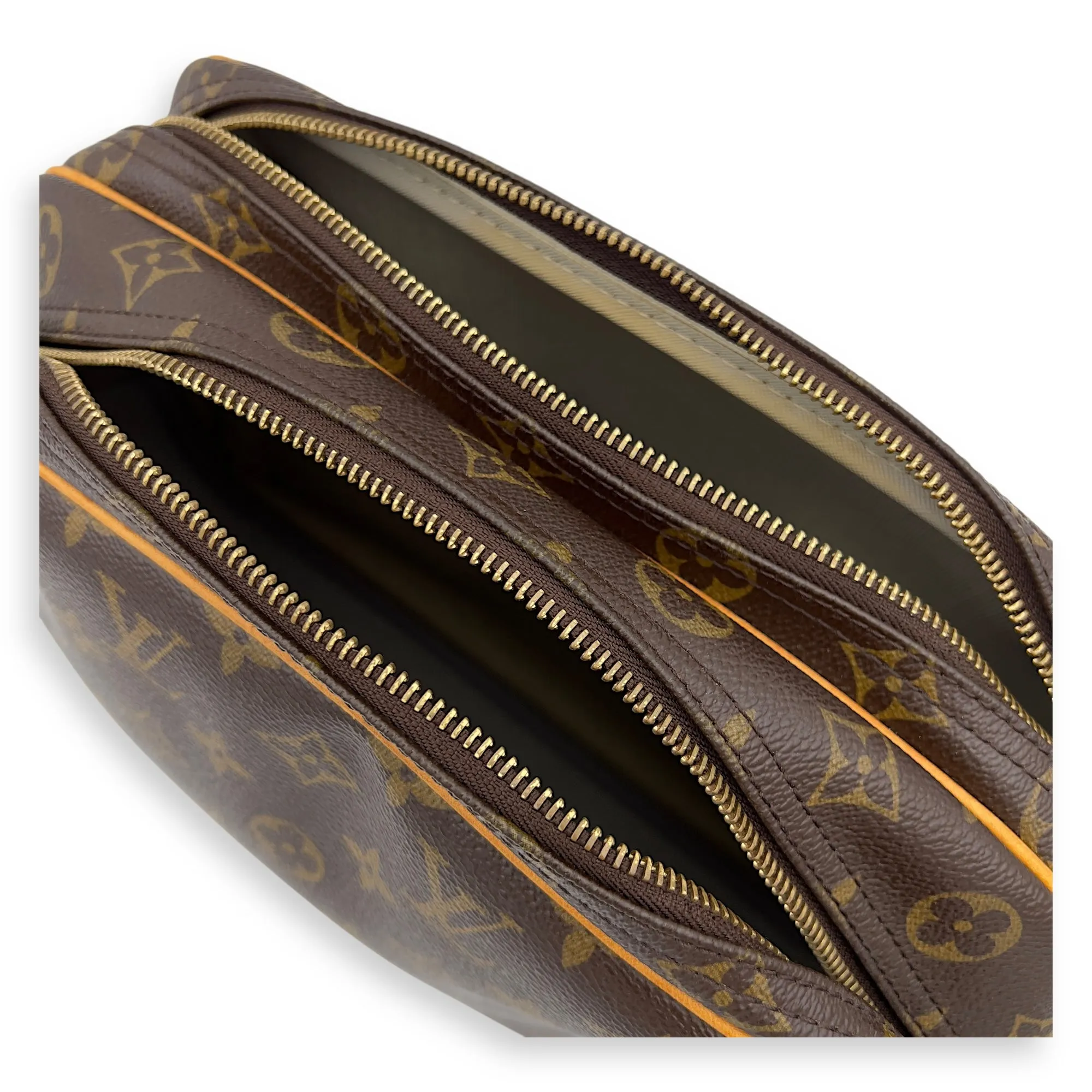 Reporter Messenger Brown in Monogram Coated Canvas, Gold hardware