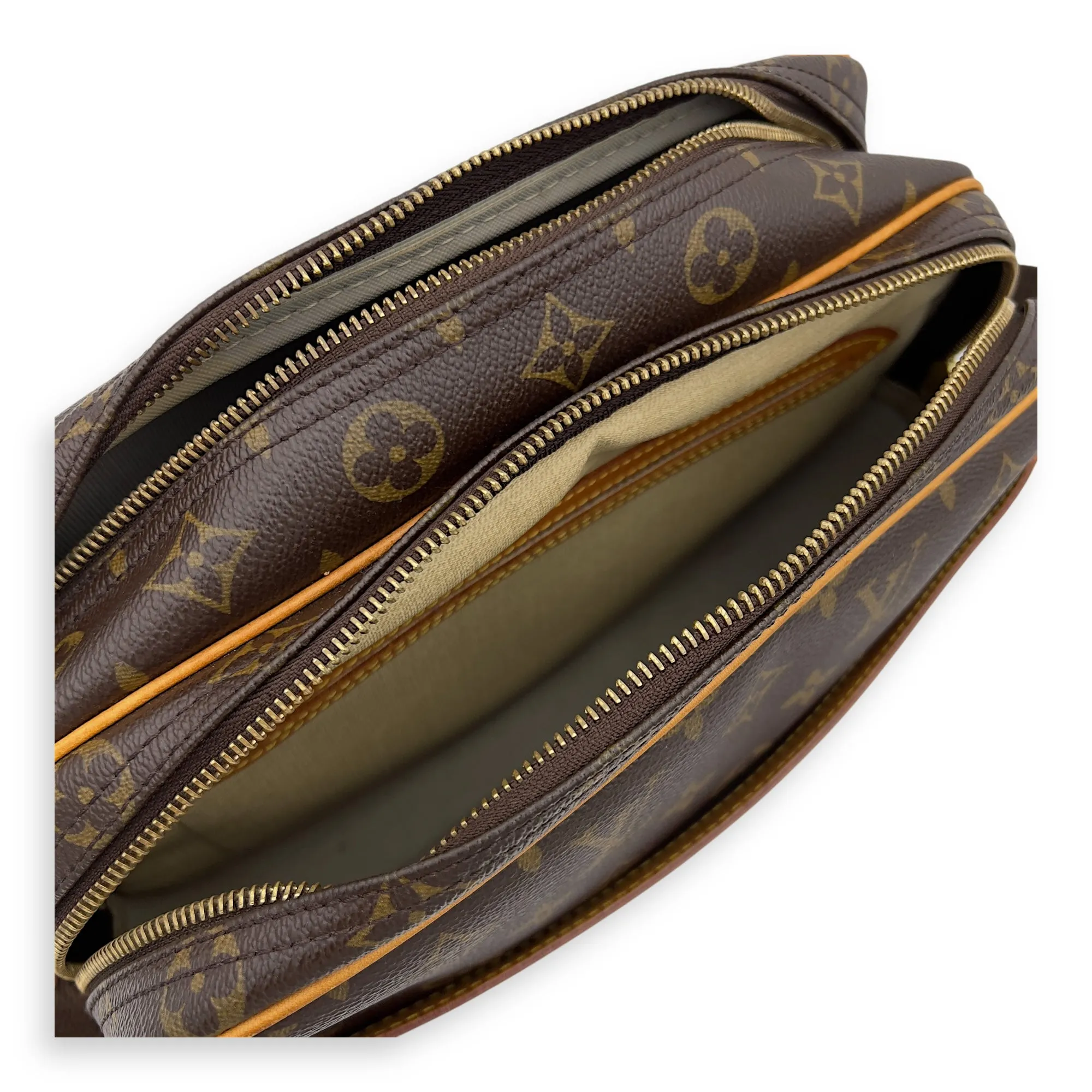 Reporter Messenger Brown in Monogram Coated Canvas, Gold hardware