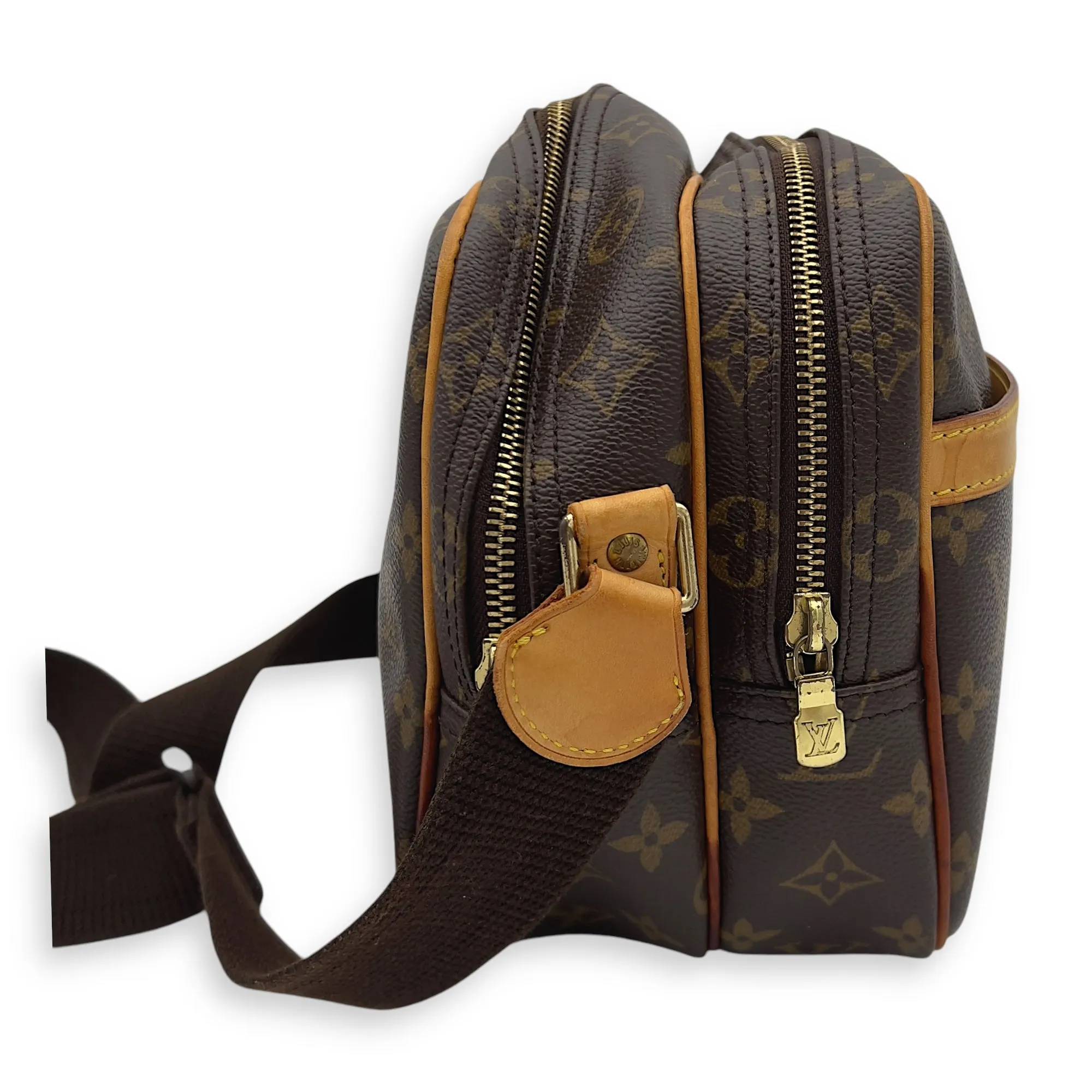 Reporter Messenger Brown in Monogram Coated Canvas, Gold hardware