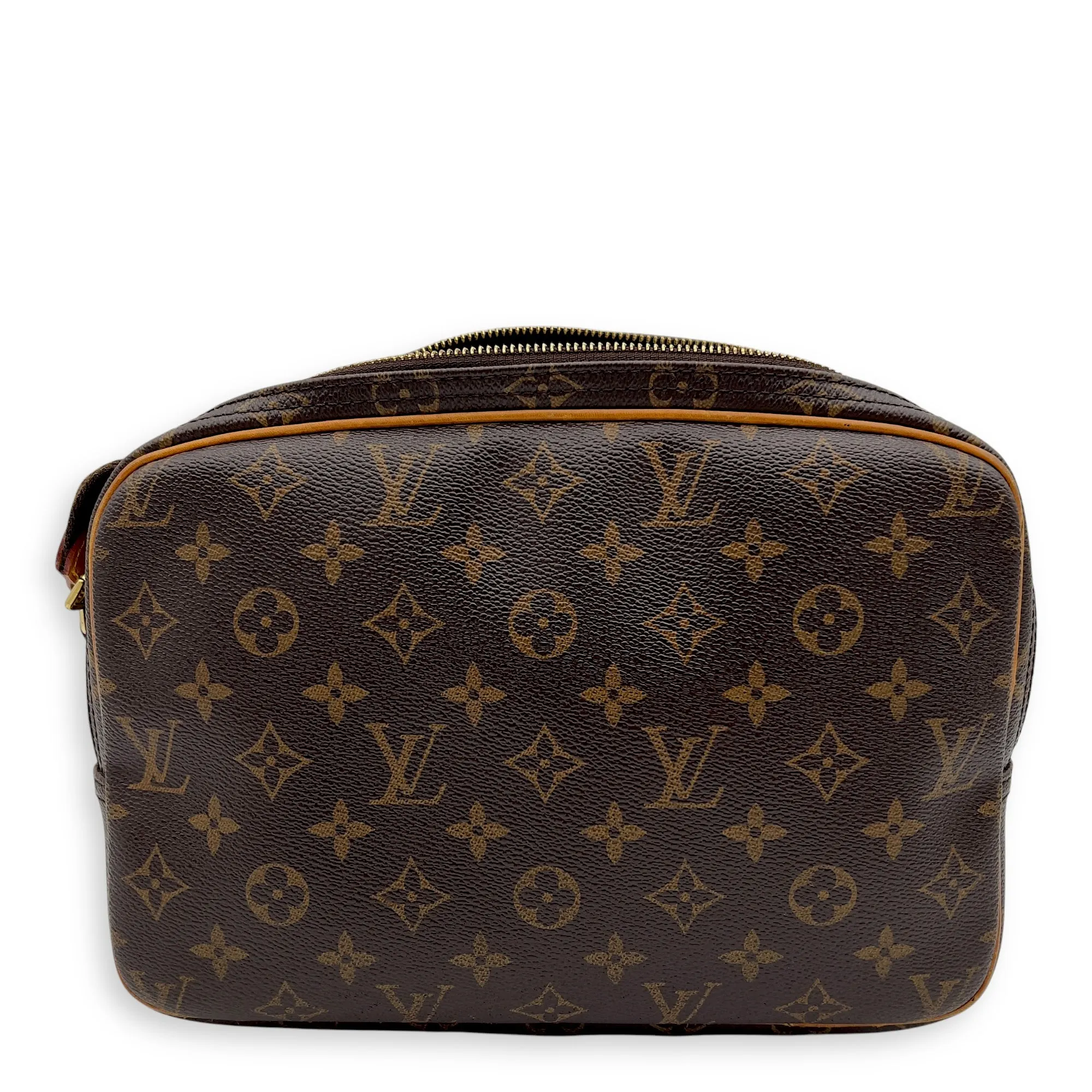 Reporter Messenger PM Brown in Monogram Coated Canvas, Gold hardware