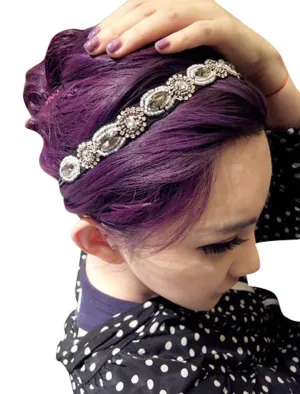 Rhinestone Beaded Headbands - Jewels Workmanship Elastic Non Slip Hair Bands Women Lady Girls - Jewelry Accessories (White)