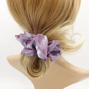 rhinestone sewn organza scrunchies iridescent hair elastic scrunchie for women