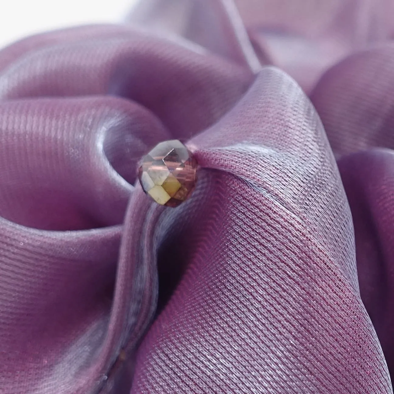 rhinestone sewn organza scrunchies iridescent hair elastic scrunchie for women