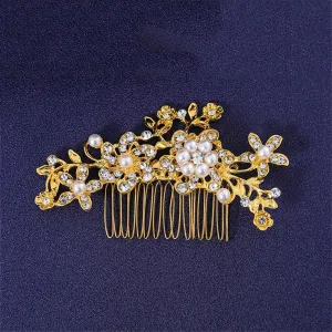 Rhinestones Hair Comb Pin Headband For Women Party Prom Bridal Wedding Hair Accessories Jewelry Gold