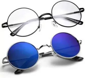 Round Sunglasses (For Men & Women, Clear, Blue)