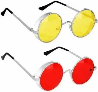 Round Sunglasses (For Men & Women, Yellow, Red)