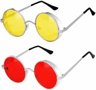 Round Sunglasses (For Men & Women, Yellow, Red)