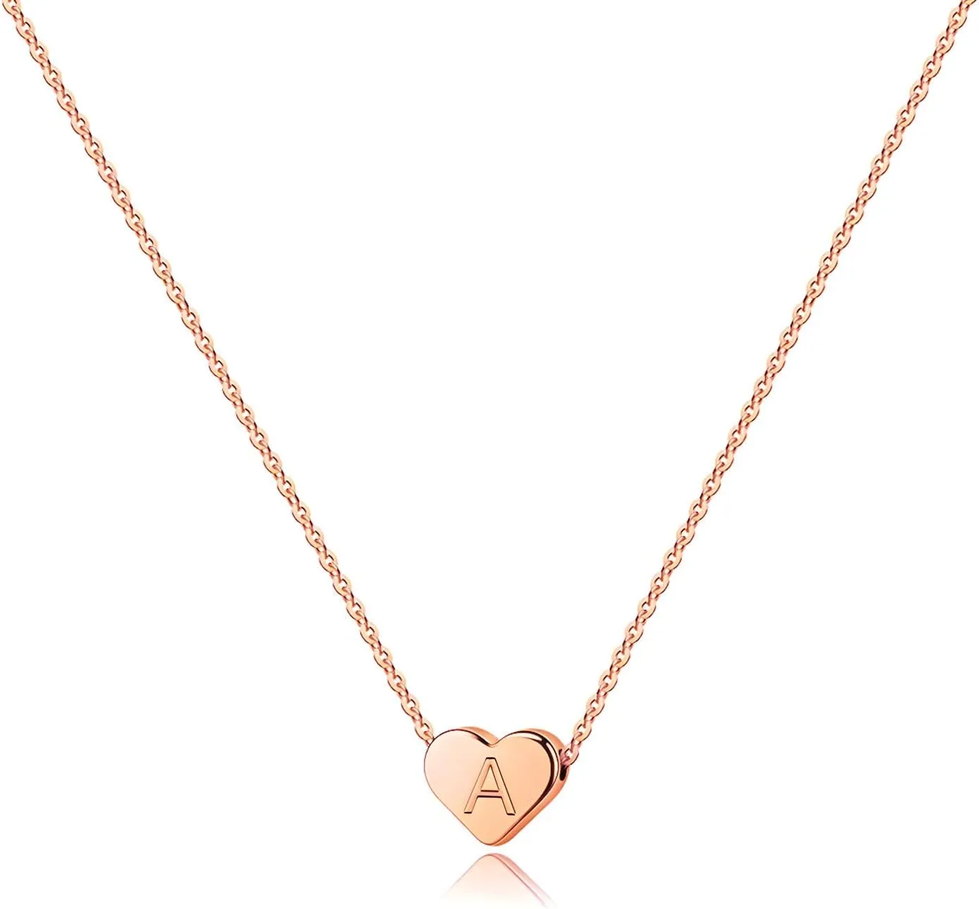 S925 Silver Heart Initial Necklace for Women.18 Inch Letter Choker Necklace Fine Jewelry