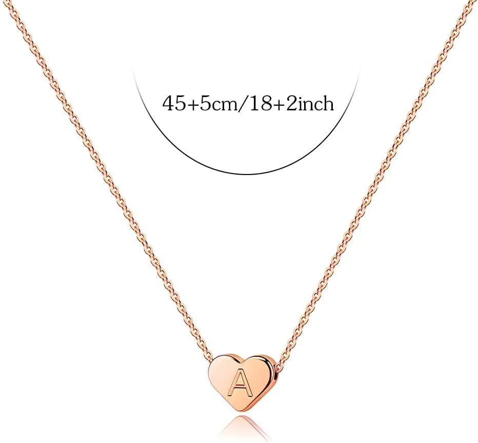 S925 Silver Heart Initial Necklace for Women.18 Inch Letter Choker Necklace Fine Jewelry