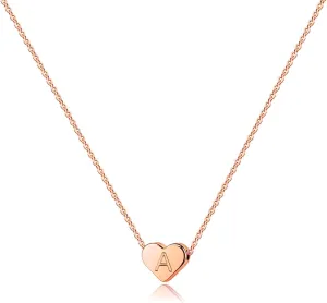 S925 Silver Heart Initial Necklace for Women.18 Inch Letter Choker Necklace Fine Jewelry