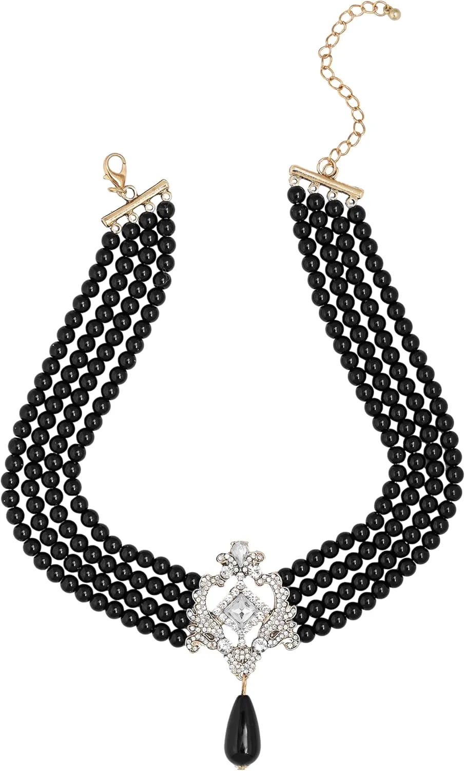 Sacina Black Rhinestone Imitation- Pearl Choker Necklace, Black Necklace, Costume Jewelry, Christmas Jewelry Gift for Women
