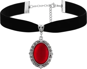 Sacina Black Velvet Victorian Choker, Black Choker, Goth Gothic Necklace, Vintage Necklace, Costume Jewelry, Halloween Christmas Jewelry Gift for Women