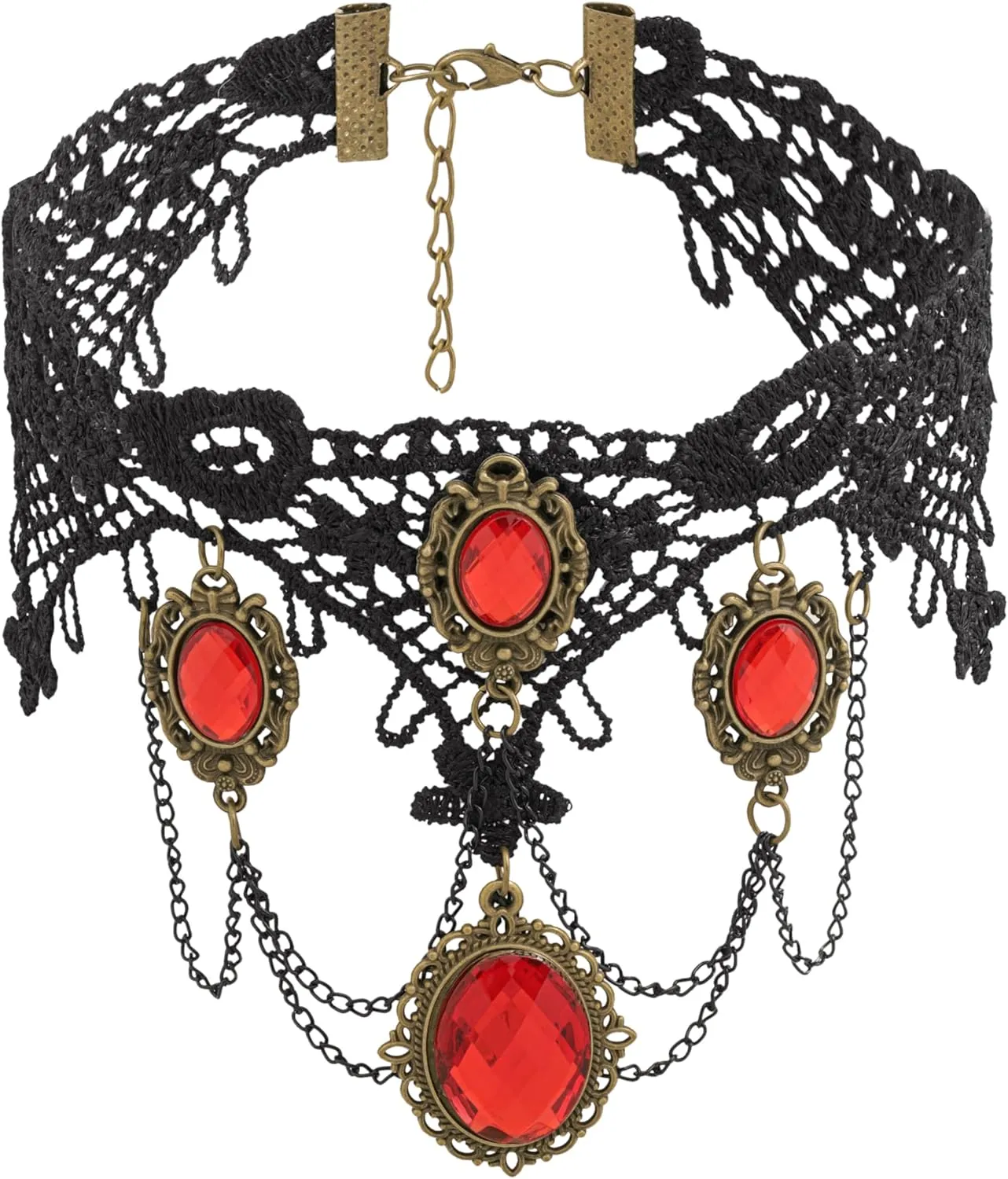Sacina Gothic Red Victorian Lace Choker, Black Choker, Gothic Vintage Necklace, Goth Jewelry, Christmas Jewelry Gift for Women