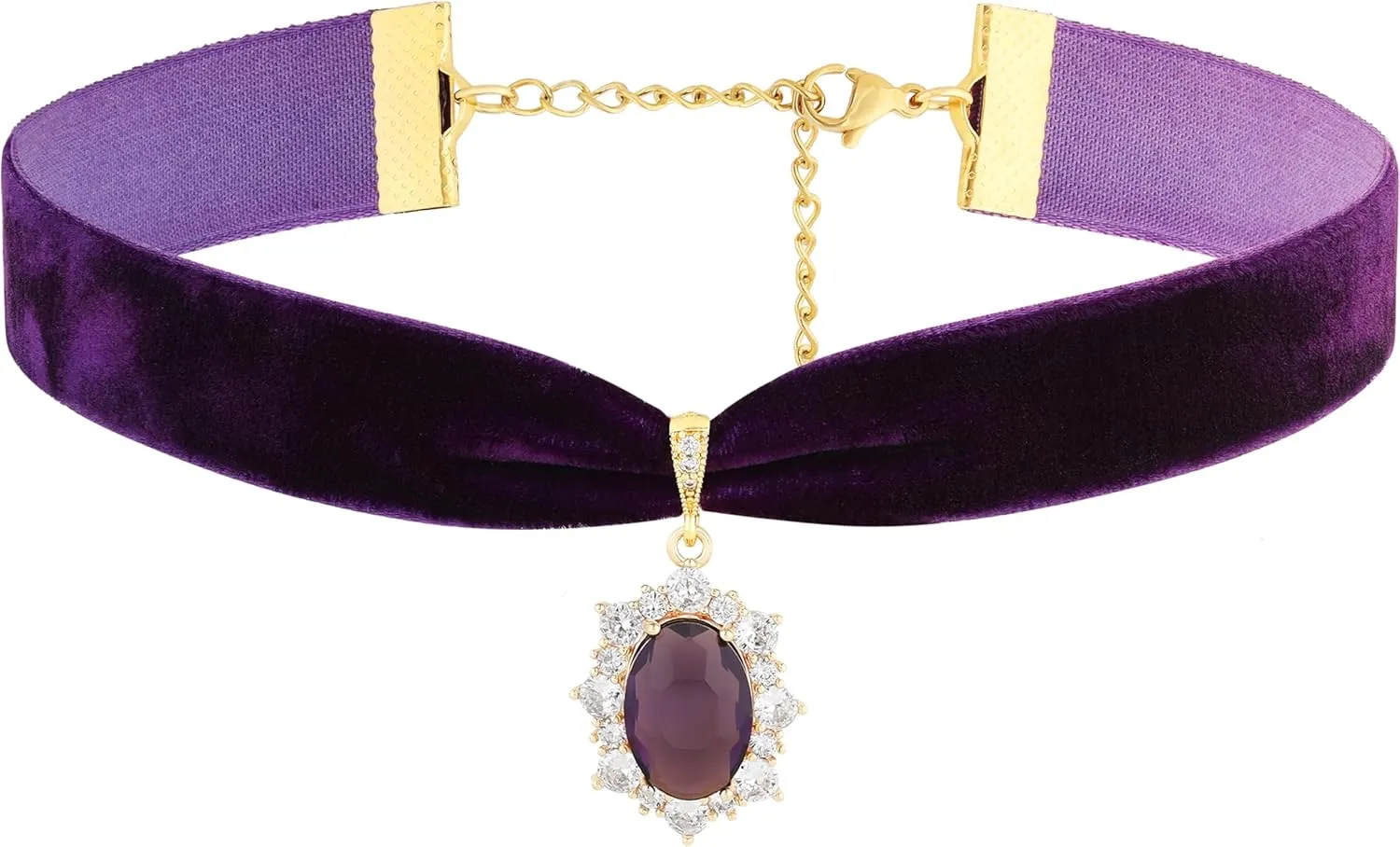 Sacina Rhinestone Victorian Choker, Velvet Chocker, Gothic Goth Choker, Vintage Necklace, Halloween Christmas Jewelry Gifts for Women