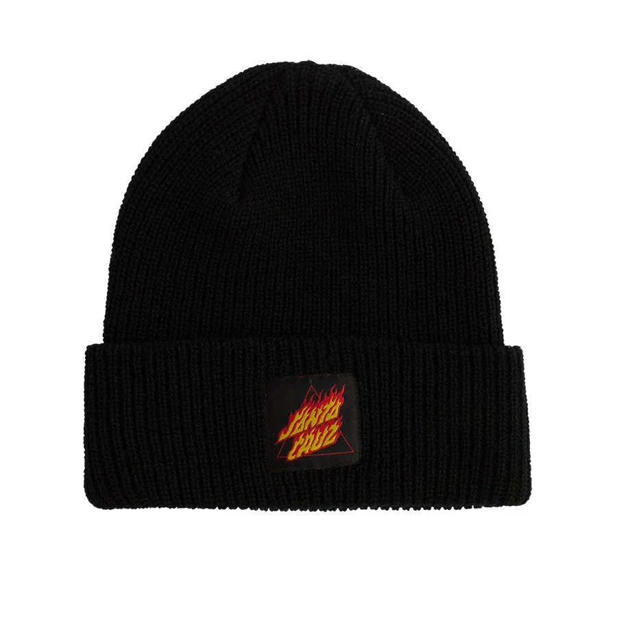 Santa Cruz Flamed Not a Dot Long Shoreman Ribbed Beanie - Black