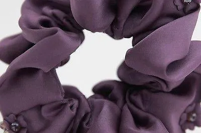 Satin Scrunchies Acrylic Rhinestone attached Glossy Elastic Hair TIes