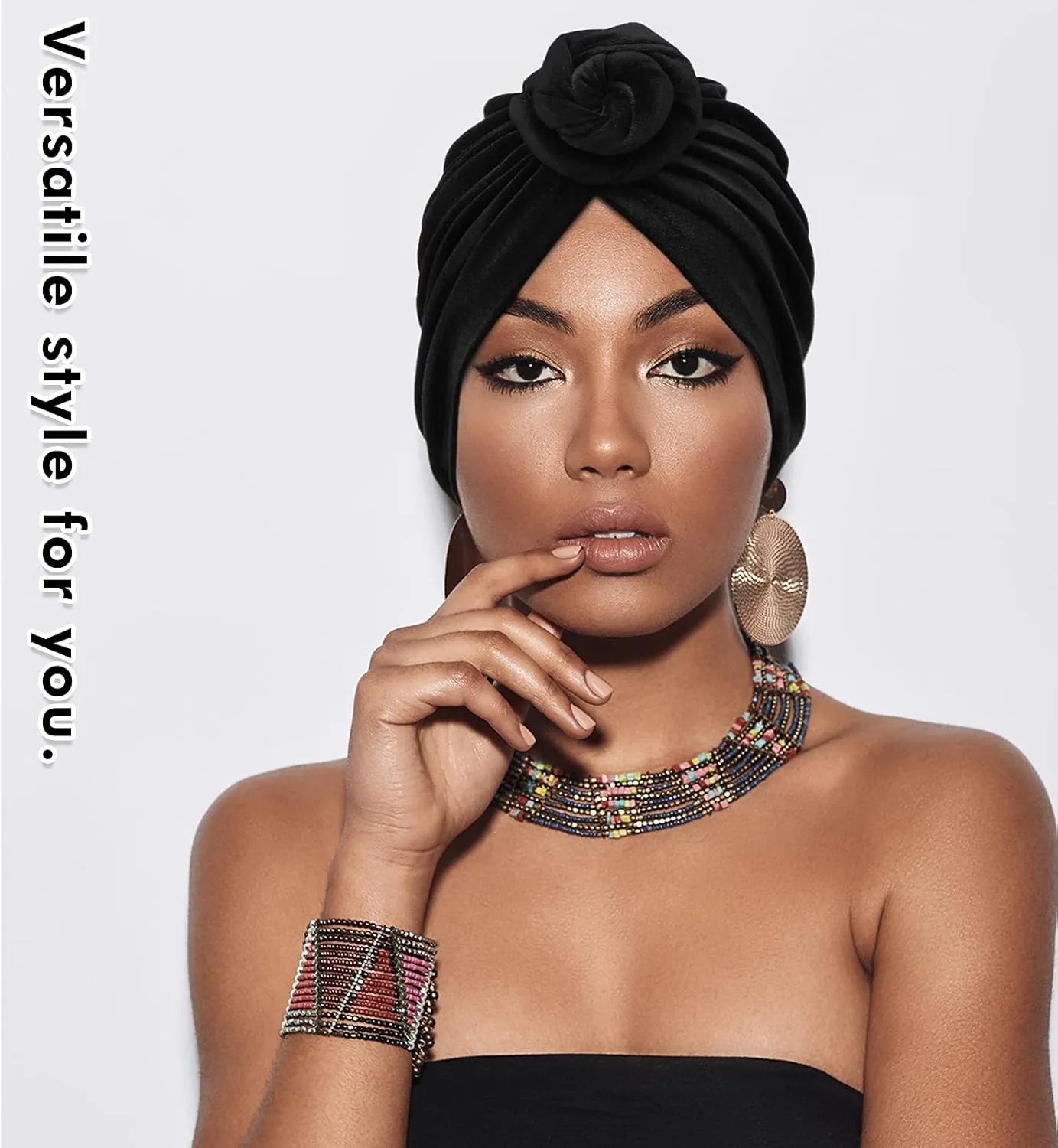 SATINIOR 4 Pieces African Headwrap Turban for Black Women Hair Bonnet Hair Wrap Head Scarf Headwrap Hat