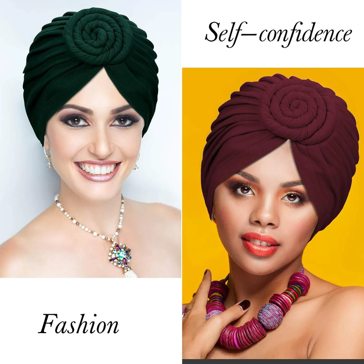SATINIOR 4 Pieces African Headwrap Turban for Black Women Hair Bonnet Hair Wrap Head Scarf Headwrap Hat