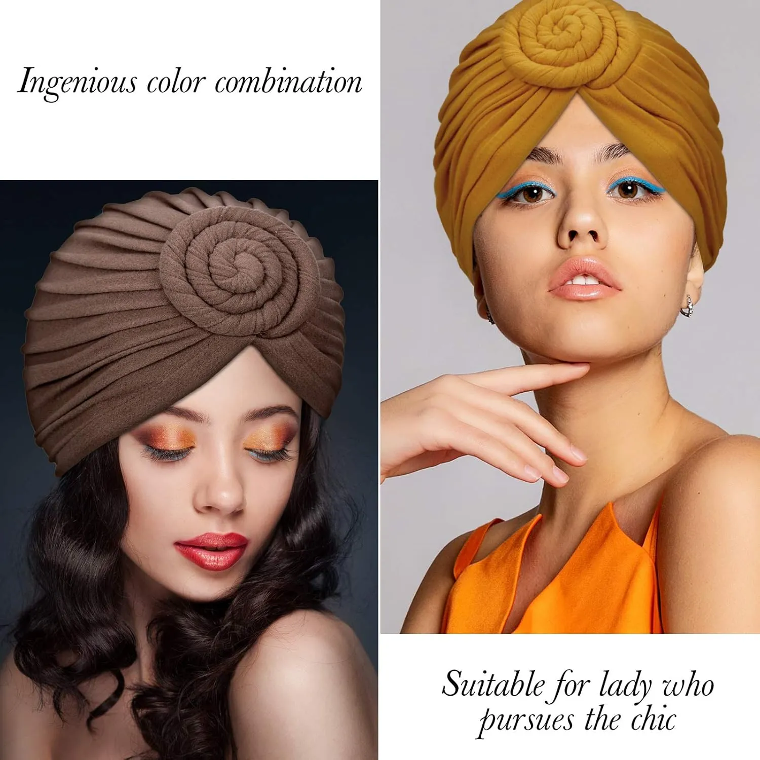 SATINIOR 4 Pieces African Headwrap Turban for Black Women Hair Bonnet Hair Wrap Head Scarf Headwrap Hat