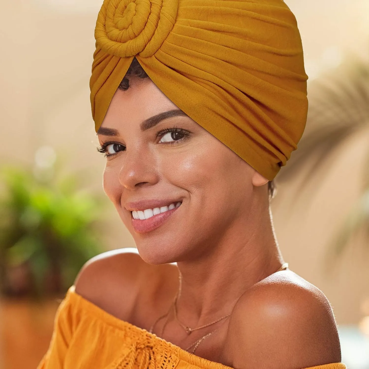 SATINIOR 4 Pieces African Headwrap Turban for Black Women Hair Bonnet Hair Wrap Head Scarf Headwrap Hat