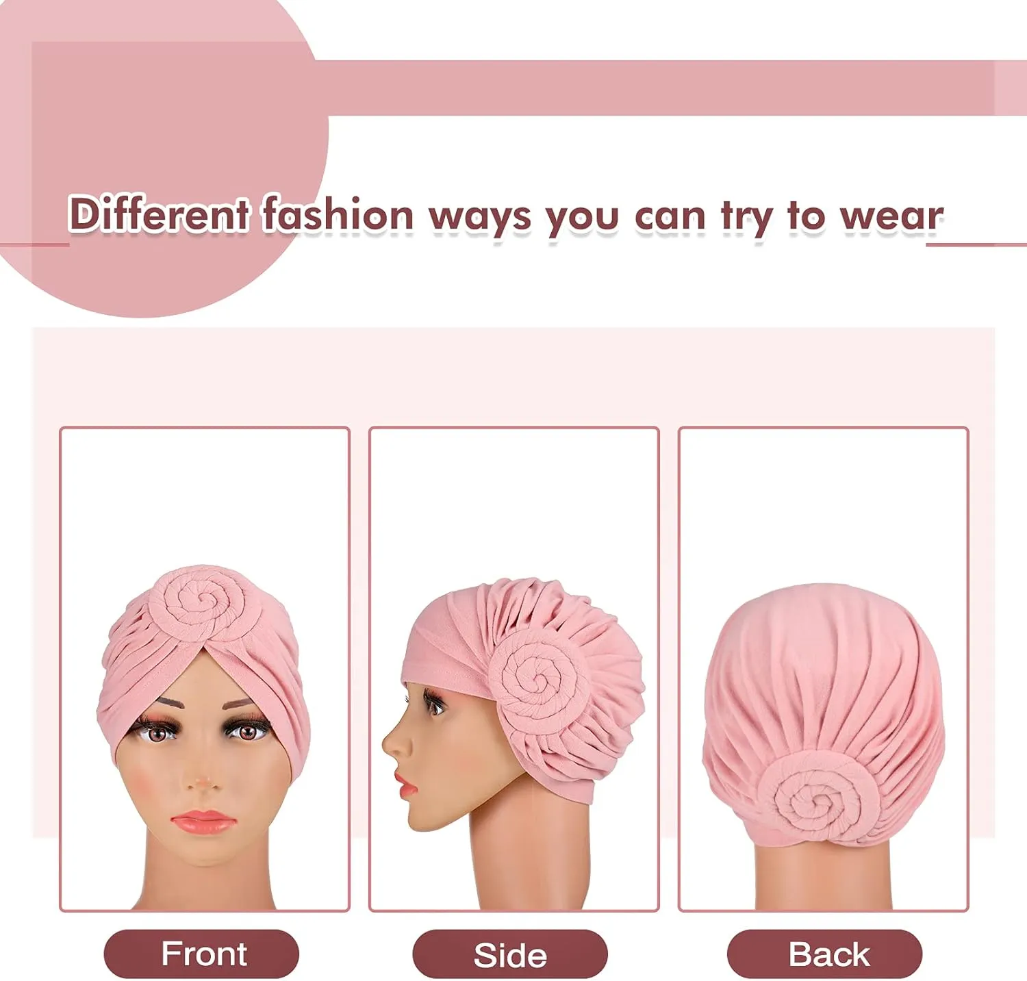 SATINIOR 4 Pieces African Headwrap Turban for Black Women Hair Bonnet Hair Wrap Head Scarf Headwrap Hat