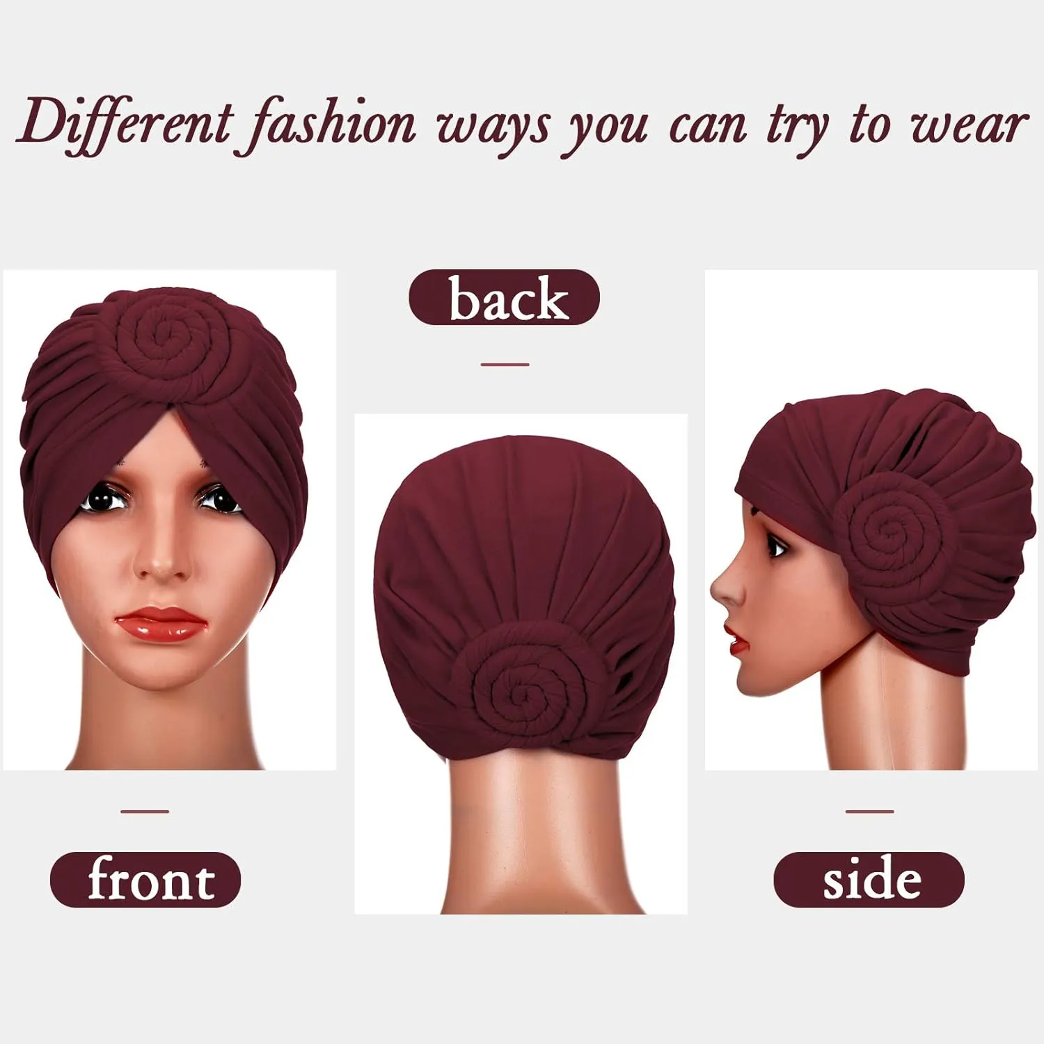 SATINIOR 4 Pieces African Headwrap Turban for Black Women Hair Bonnet Hair Wrap Head Scarf Headwrap Hat