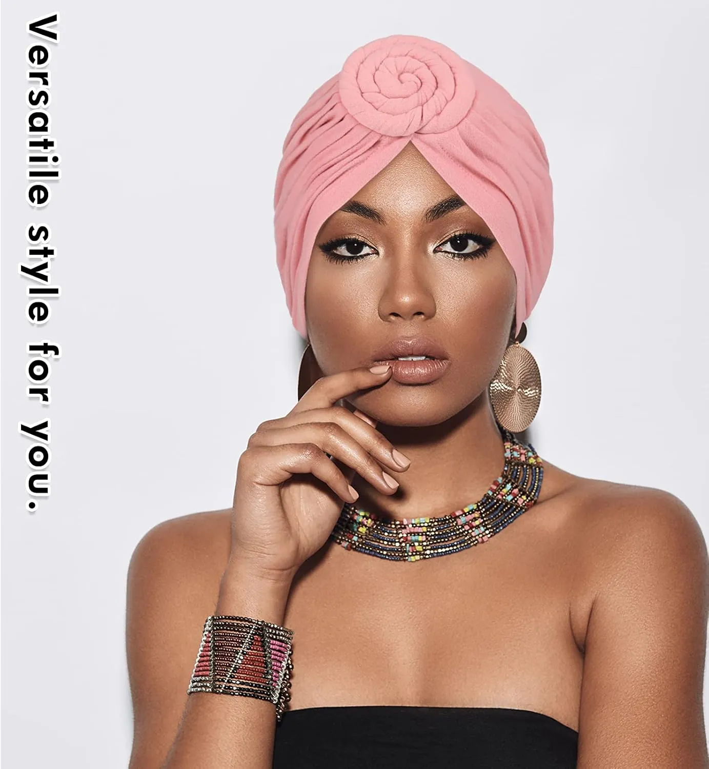 SATINIOR 4 Pieces African Headwrap Turban for Black Women Hair Bonnet Hair Wrap Head Scarf Headwrap Hat