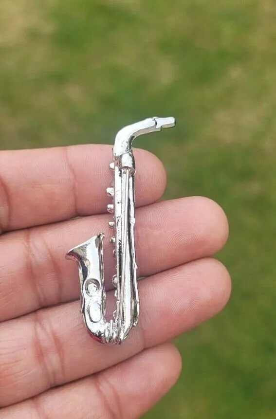 Saxophone brooch vintage look queen music broach gold silver plated pin k38 new
