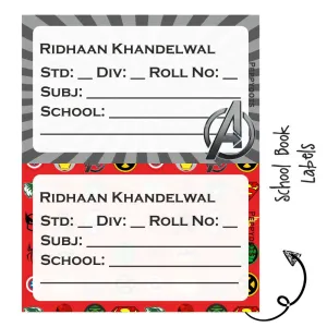 School Book Label - Superhero- Pack of 36 labels (PREPAID ONLY)