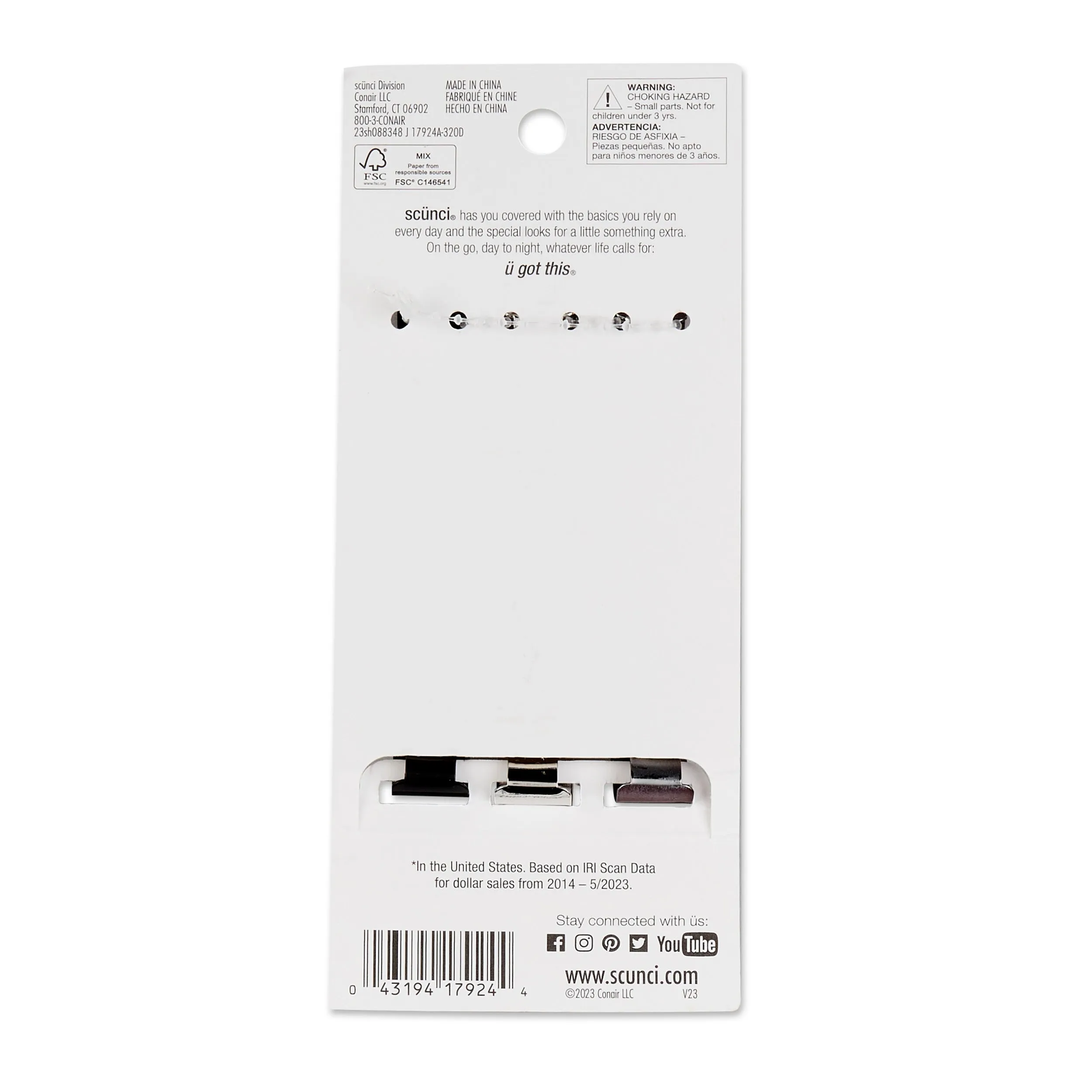 Scünci Effortless Beauty Thick Hair Open Slide Barrettes
