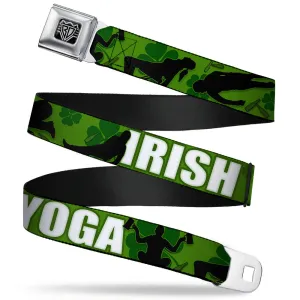 Seatbelt Belt - IRISH YOGA Poses/Clovers Greens/Black/White