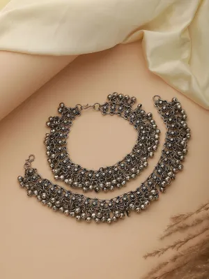Set Of 2 Oxidised Silver-Plated Ghungroo Anklets