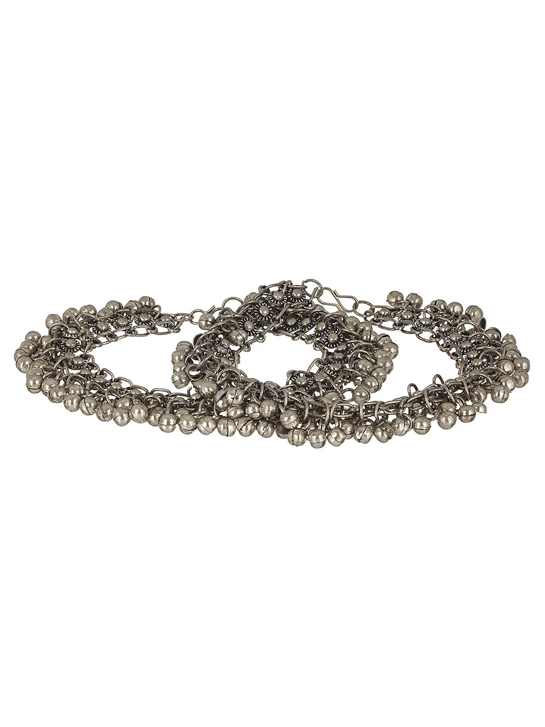 Set Of 2 Oxidised Silver-Plated Ghungroo Anklets