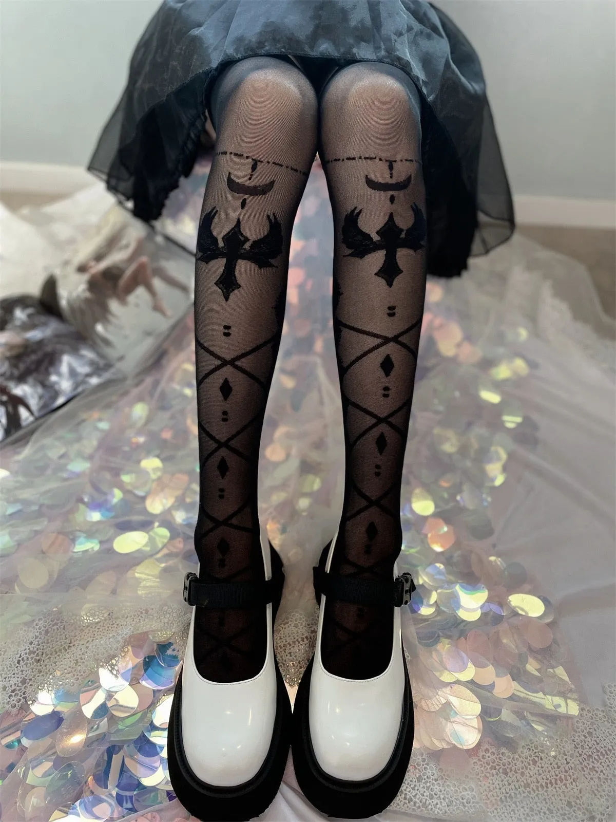 Sheer Ribbon Nylon Thigh Highs