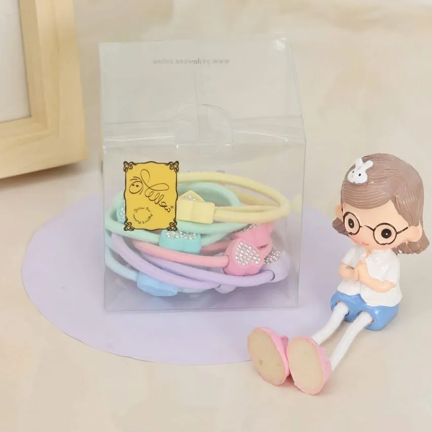 Shiny Heart Rubber Bands Pack of 10 - Multi
