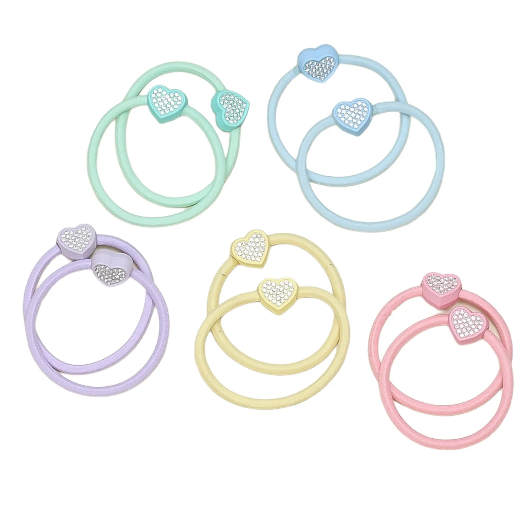 Shiny Heart Rubber Bands Pack of 10 - Multi
