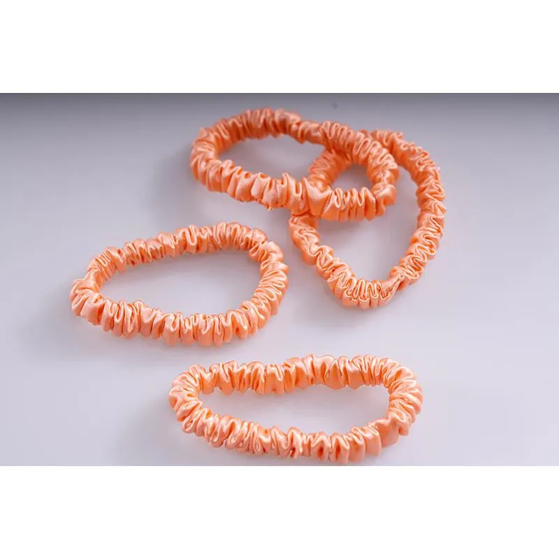 Silk scrunchie skinny - Coral - 4 pack - dropshipping