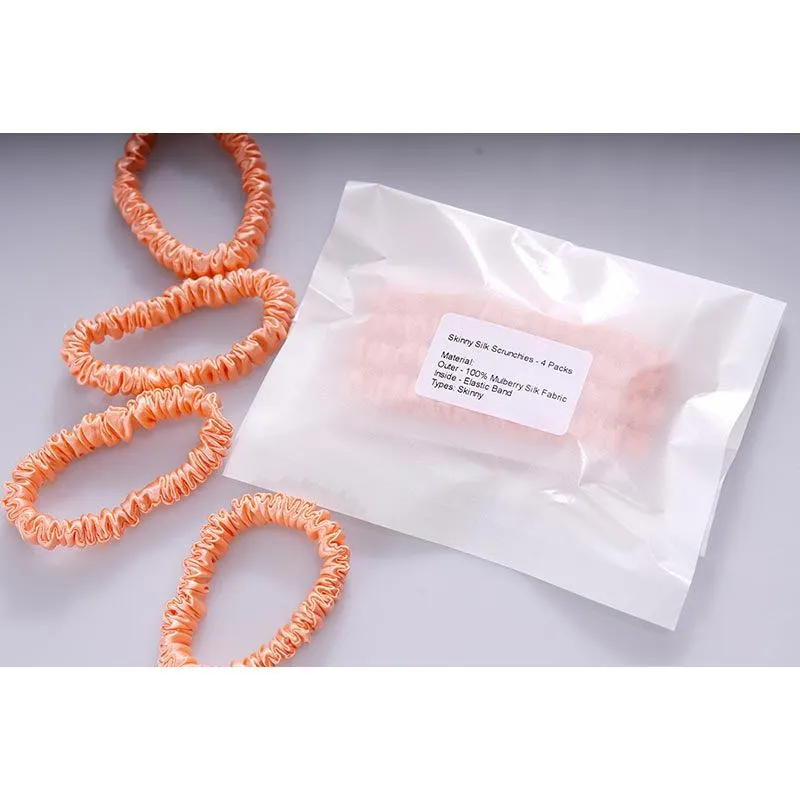 Silk scrunchie skinny - Coral - 4 pack - dropshipping