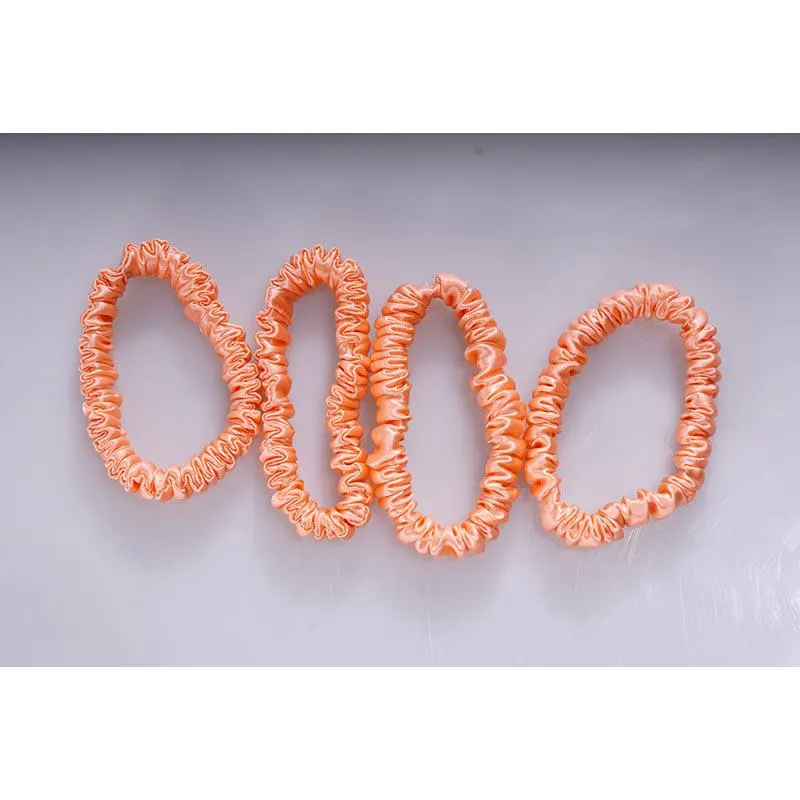 Silk scrunchie skinny - Coral - 4 pack - dropshipping