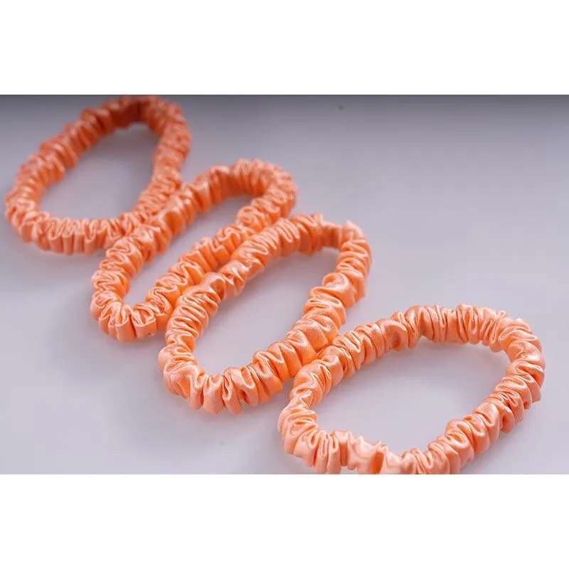 Silk scrunchie skinny - Coral - 4 pack - dropshipping