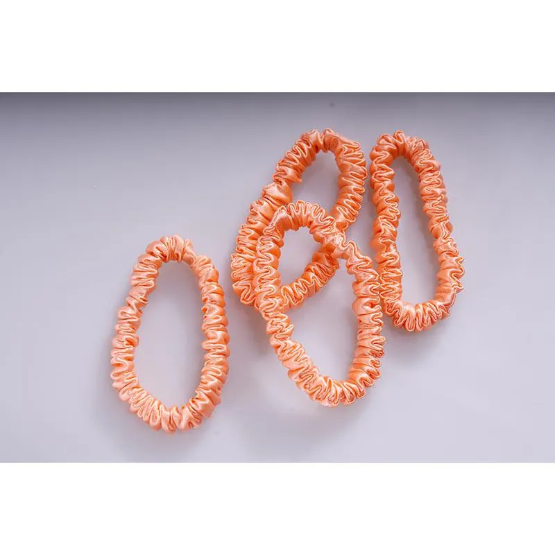 Silk scrunchie skinny - Coral - 4 pack - dropshipping