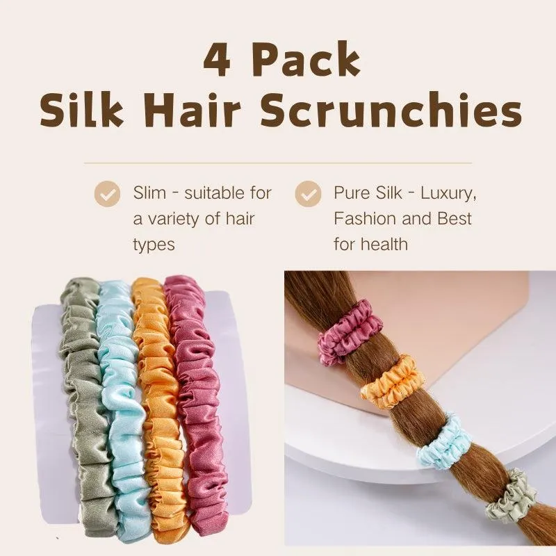 Silk skinny scrunchies - 4 Pack - Sweet Orange - dropshipping