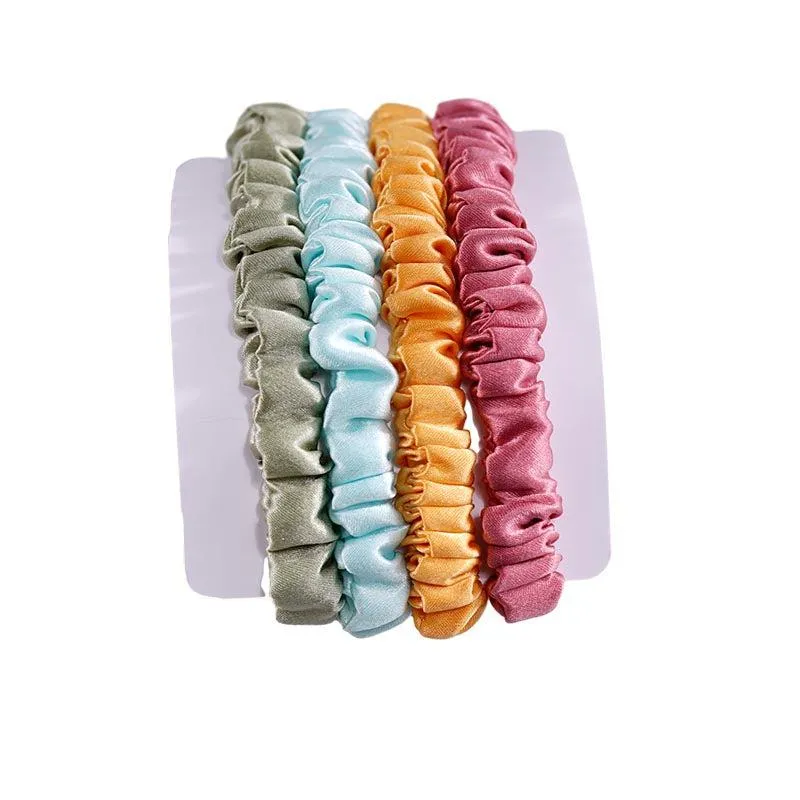 Silk skinny scrunchies - 4 Pack - Sweet Orange - dropshipping