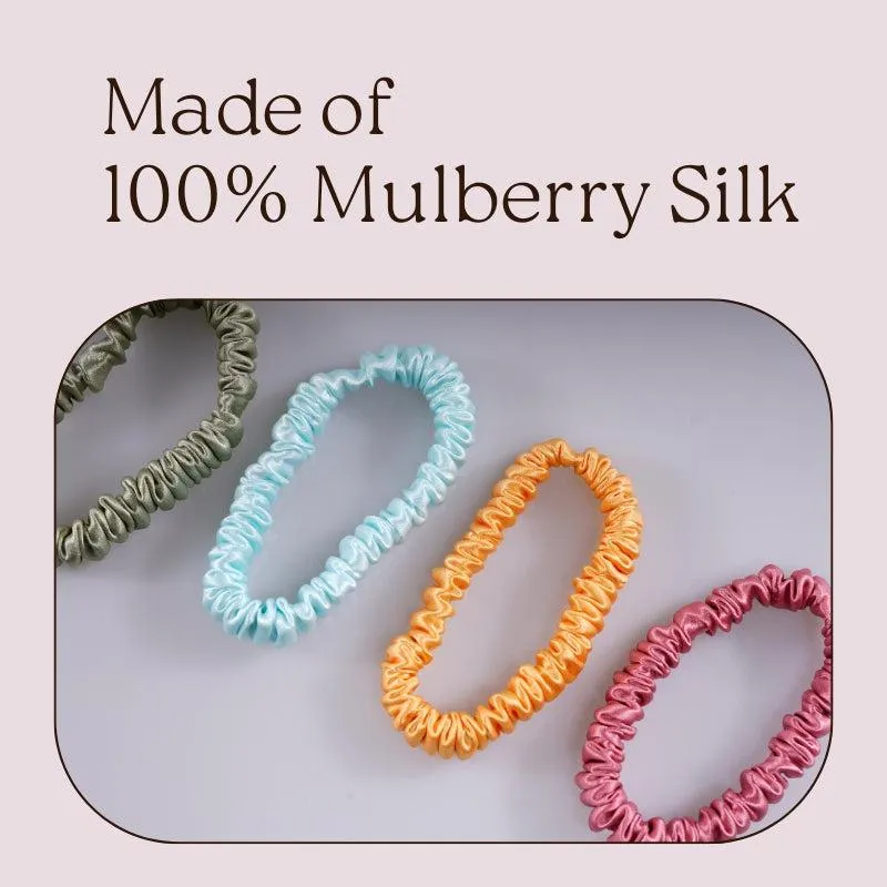 Silk skinny scrunchies - 4 Pack - Sweet Orange - dropshipping