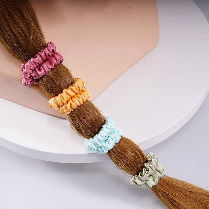 Silk skinny scrunchies - 4 Pack - Sweet Orange - dropshipping